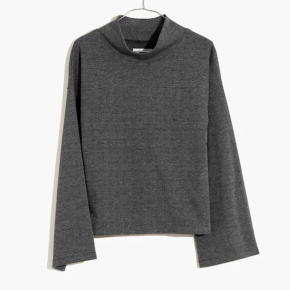 Madewell Grey Glen Plaid Mock Neck Top Med - Picture 2 of 8